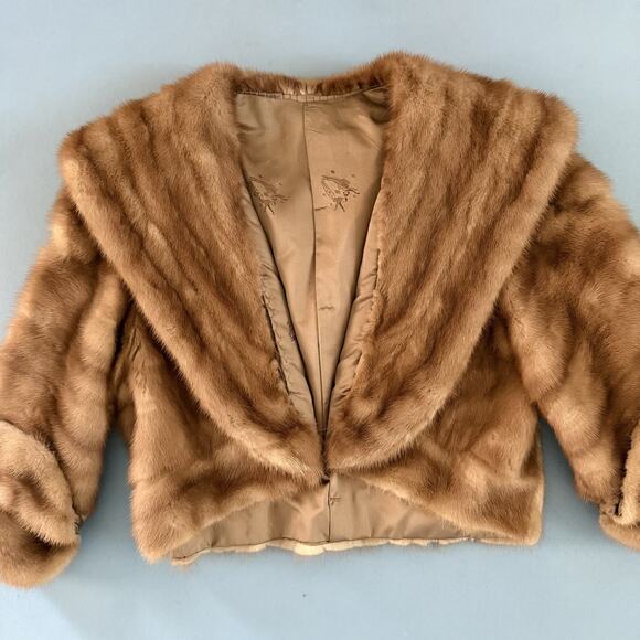 Vintage Mink Stole Brown Fur Cape Shawl Wrap Coat - Picture 1 of 3